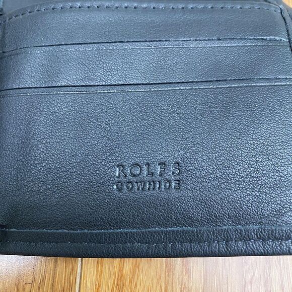 Rolfs Leather Wallet Mens Black The Body Billfold Cowhide Bifold ID Buttery Soft - Picture 2 of 13